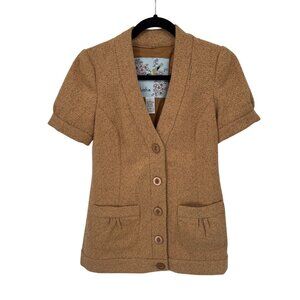 Tabitha Blazer Jacket Womens 2 Marigold Yellow Wool‎ Blend Pockets Chunky Button